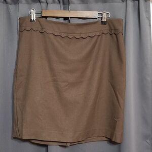Loft Factory Womens Skirt Chocolate Brown Scalloped Trim Waist Sz 12 GUC READ